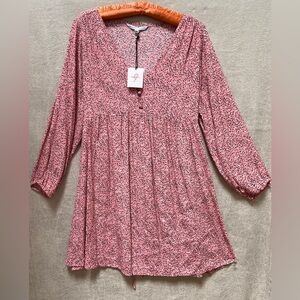 The Nines by Hatch Pink Cottage-core Micro Floral Back-Front Maternity Dress